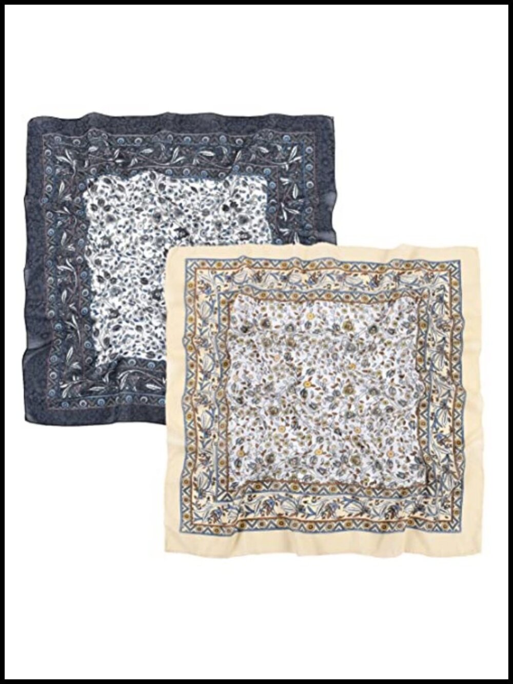 Women's Square Scarf 27.5" Cotton Blend Neck Head Hair Wrap Set of 2